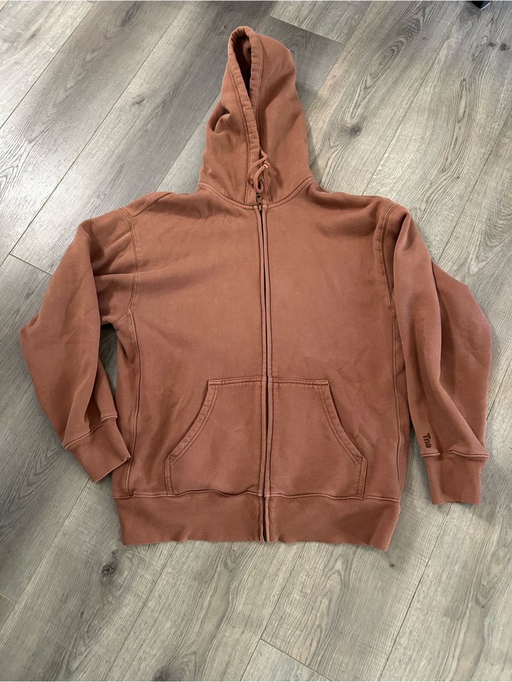 TNA Cozy Fleece Boyfriend Hoodie Sweatshirt in Rust Brown